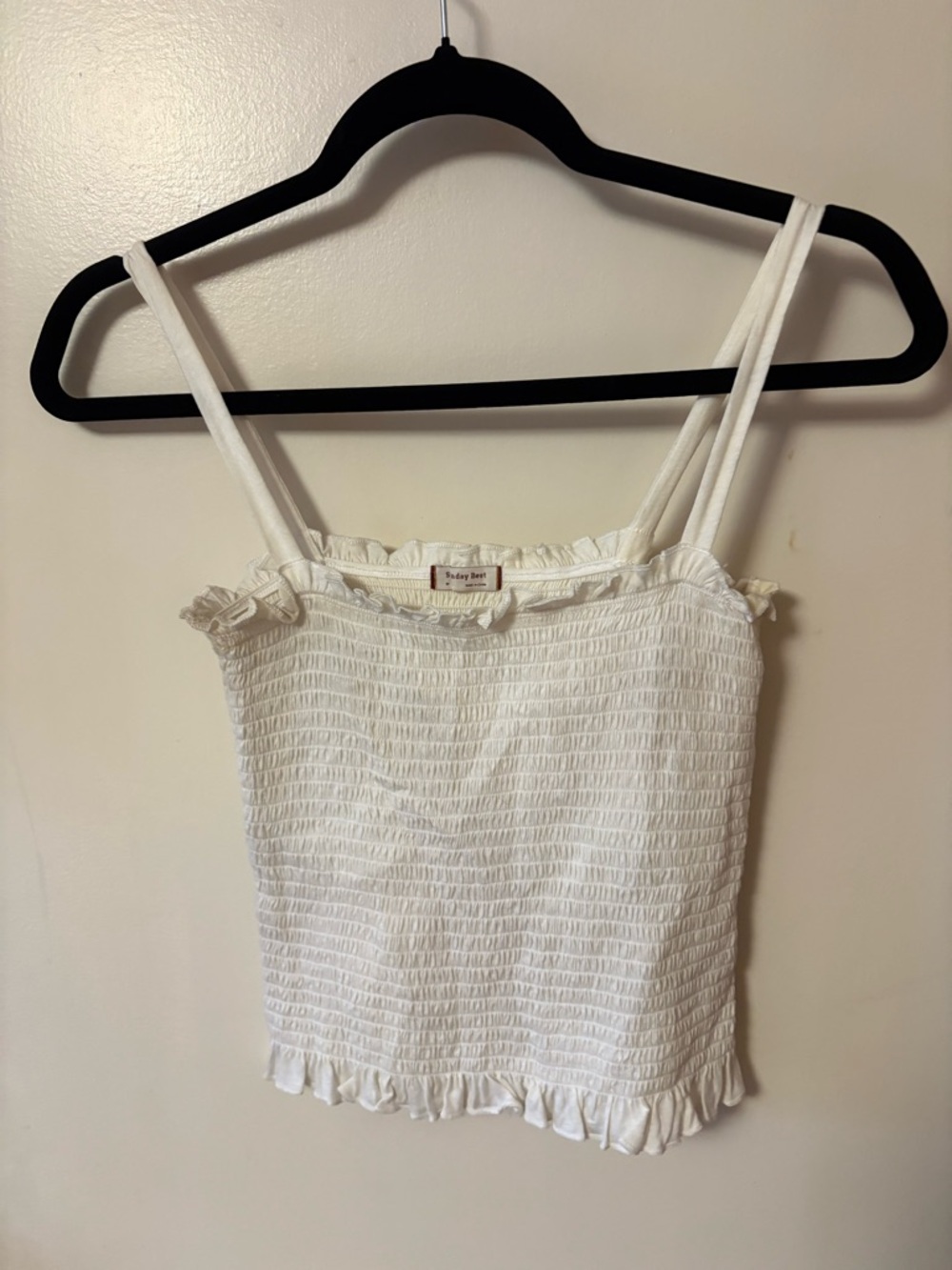Sunday Best White Smocked Ruffle Camisole